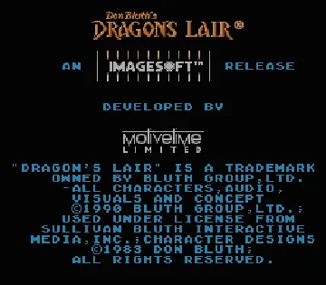 Dragon's Lair (Europe) screen shot title